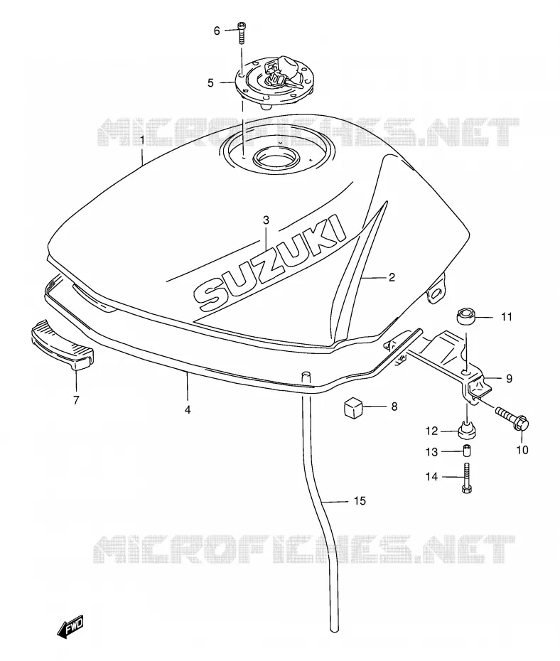 FUEL TANK (MODEL Y) Suzuki MOTO 500 GS-E 1998  GS500EW(E2)