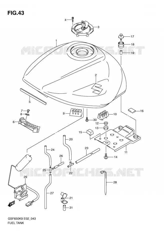 FUEL TANK Suzuki MOTO 650 BANDIT 2010  GSF650AL0(E2)