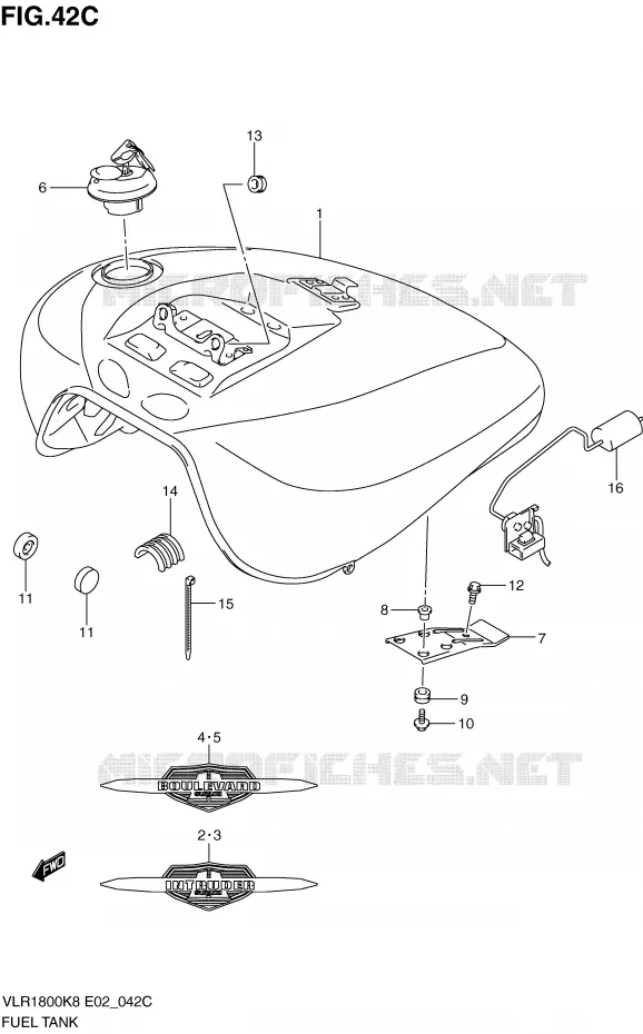 FUEL TANK (VLR1800TL0) Suzuki MOTO 1800 BOULEVARD 2008  VLR1800U2K8(E2)