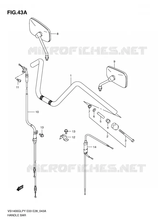 HANDLEBAR (MODEL Y/K1/K2/K3) Suzuki MOTO 1400 INTRUDER 2000  VS1400GLPY(E3/E28)