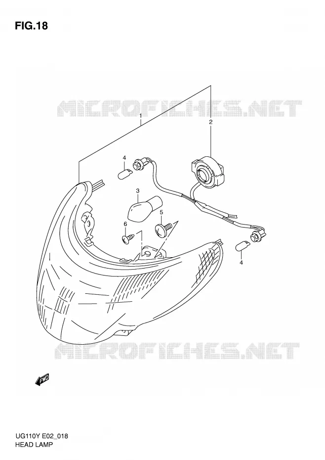 HEADLIGHT Suzuki SCOOTER 110 UG 2000  UG110Y(E2)