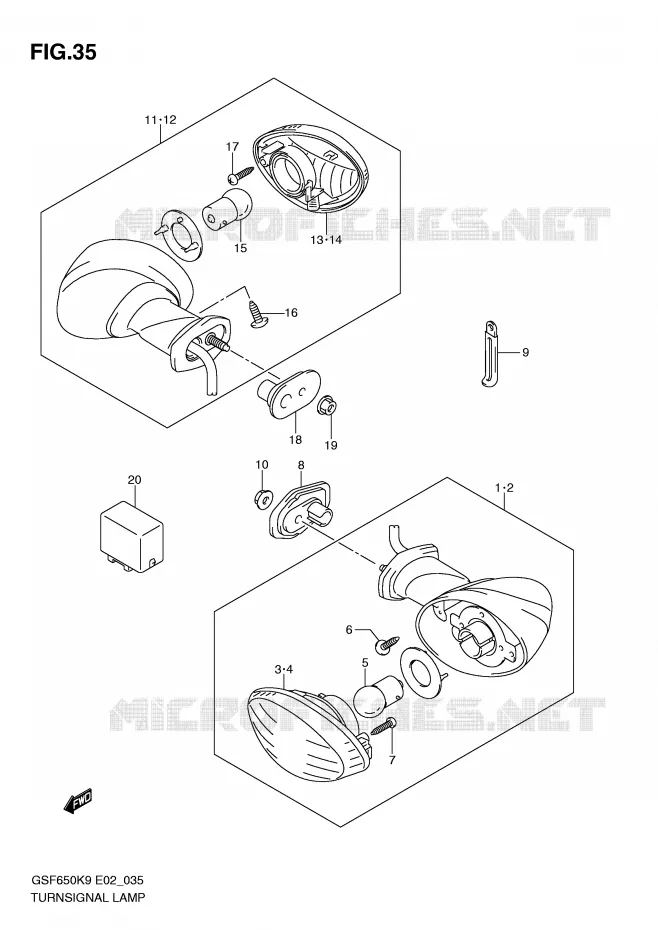 INDICATORS (GSF650SK9/SAK9/SUK9/SUAK9/SL0/SAL0/SUL0/SUAL0) Suzuki MOTO 650 BANDIT 2010  GSF650SUL0(E2)