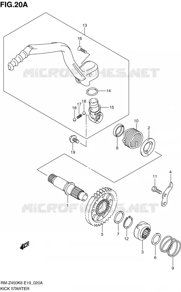 KICK STARTER (RM-Z450L0/L1) Suzuki MOTO 450 RM-Z 2012  RM-Z450L1(E19)