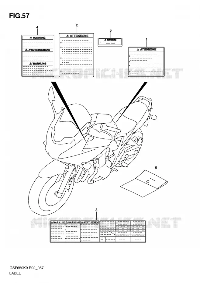 LABEL (MODEL K9) Suzuki MOTO 650 BANDIT 2009  GSF650SUAK9(E2)
