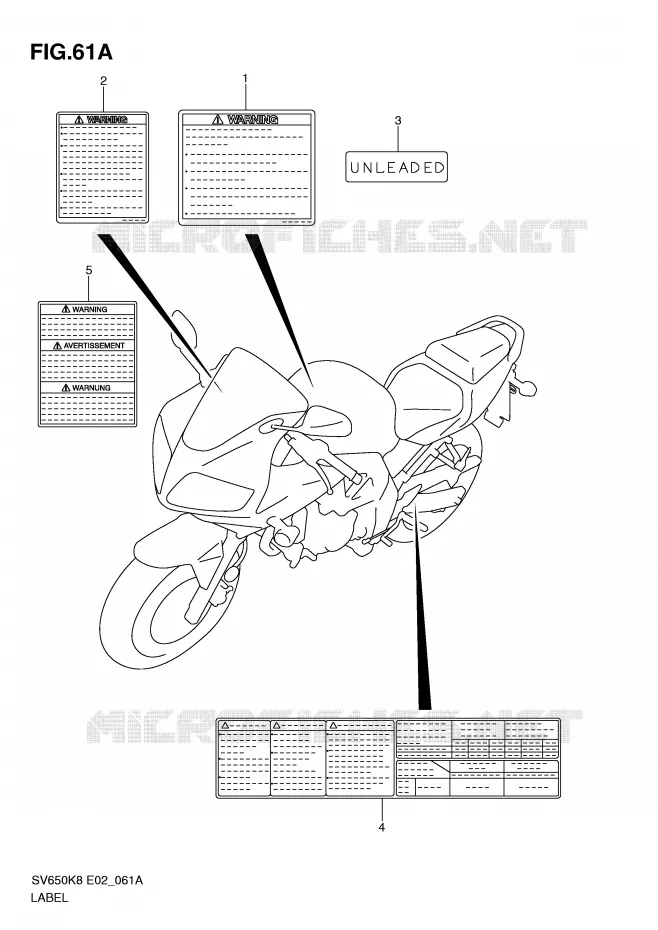 LABEL (MODEL L0) Suzuki MOTO 650 SV 2009  SV650SUAK9(E2)