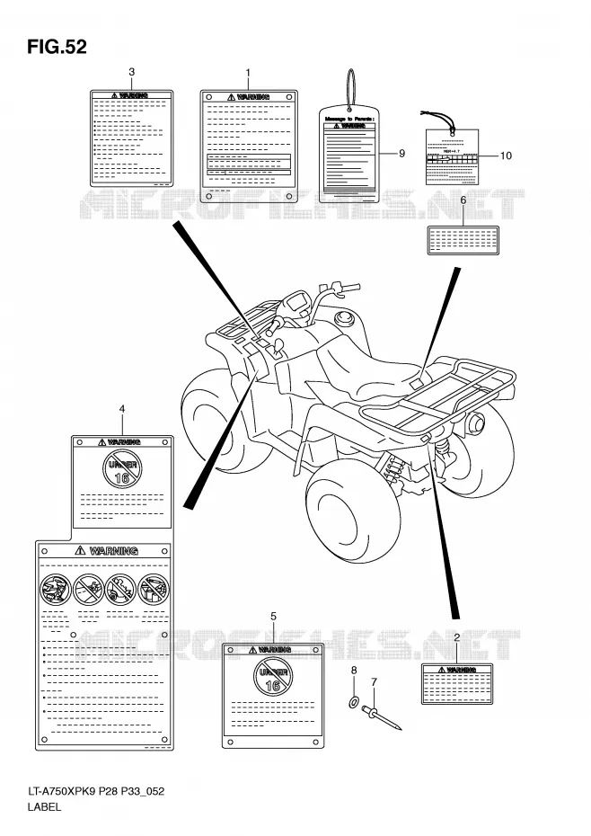 LABEL Suzuki QUAD 750 KINGQUAD 2009  LT-A750XPK9(P28/P33)