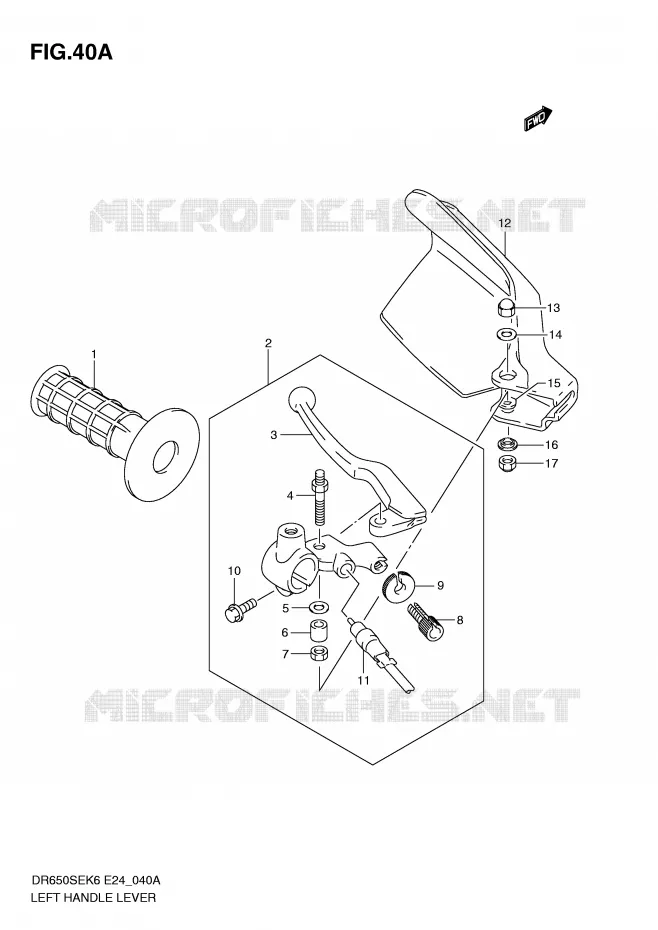 LEFT LEVER - HANDGRIP (MODEL L0) Suzuki MOTO 650 DR 2010  DR650SEL0(E24)