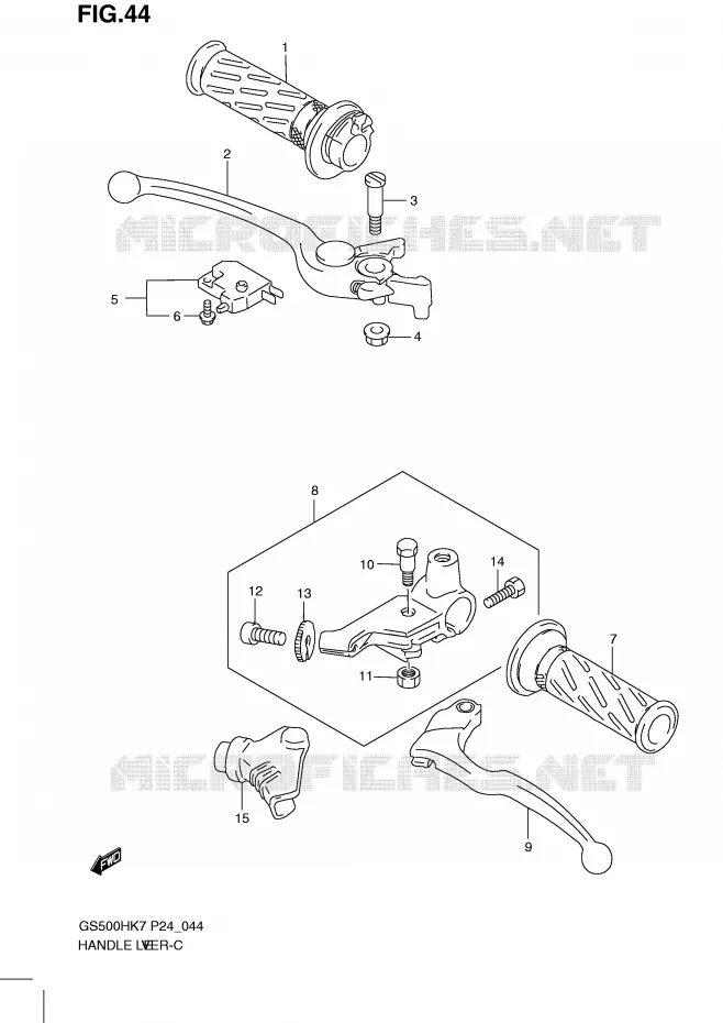 LEVERS - HANDGRIPS (MODEL K7/K8/K9) Suzuki MOTO 500 GS-E 2007  GS500HK7(P24)