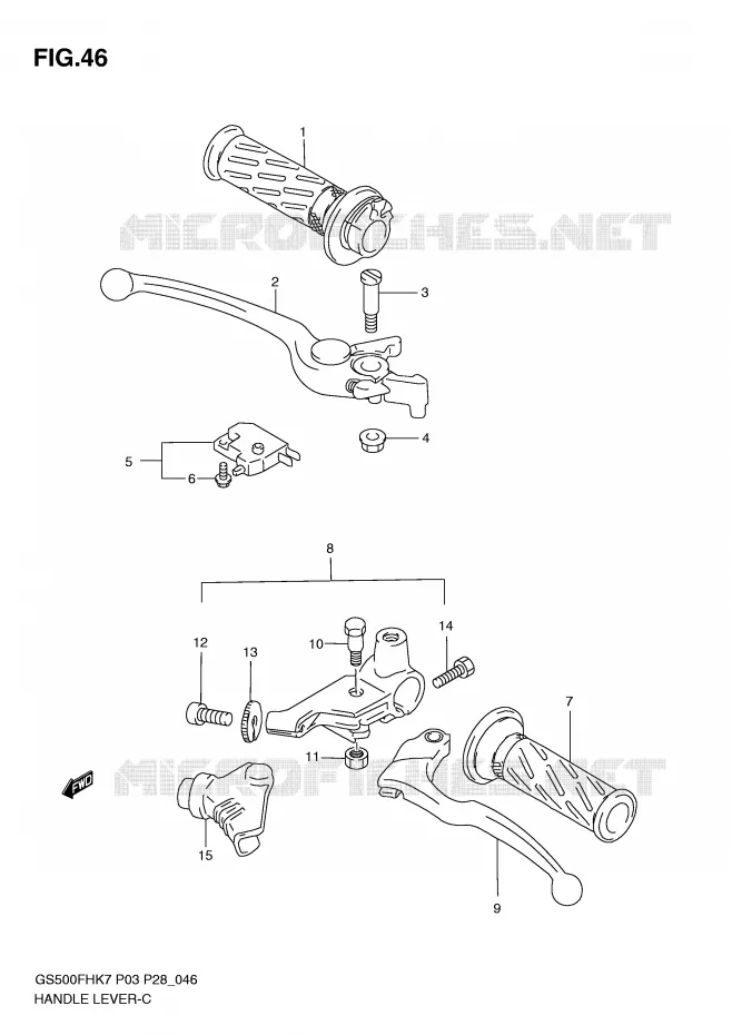 LEVERS - HANDGRIPS (MODEL K7/K8/K9) Suzuki MOTO 500 GS-F 2010  GS500FHL0(P3)