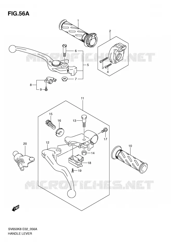 LEVERS - HANDGRIPS (MODEL L0) Suzuki MOTO 650 SV 2008  SV650SUK8(E2)