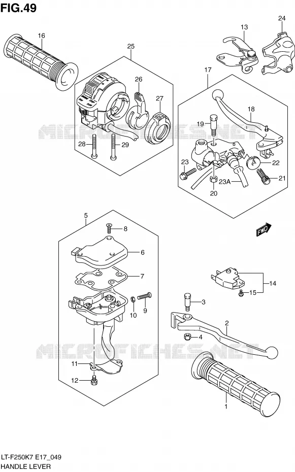LEVERS - HANDGRIPS Suzuki QUAD 250 OZARK 2007  LT-F250K7(E17)