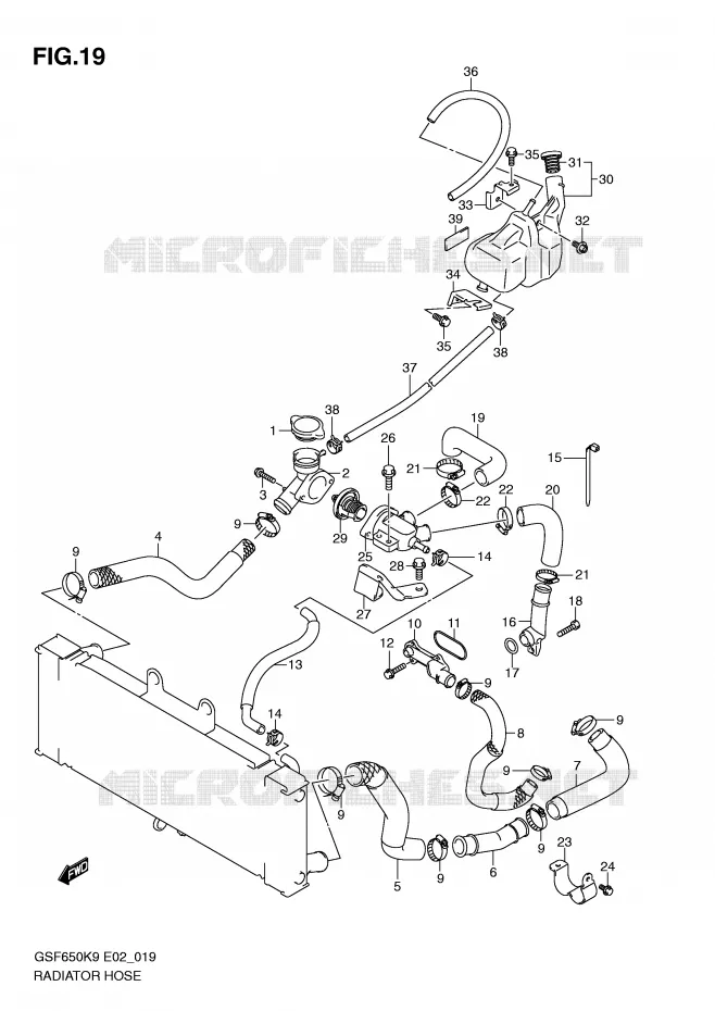 RADIATOR HOSE - EXPANSION TANK Suzuki MOTO 650 BANDIT 2010  GSF650SUAL0(E2)