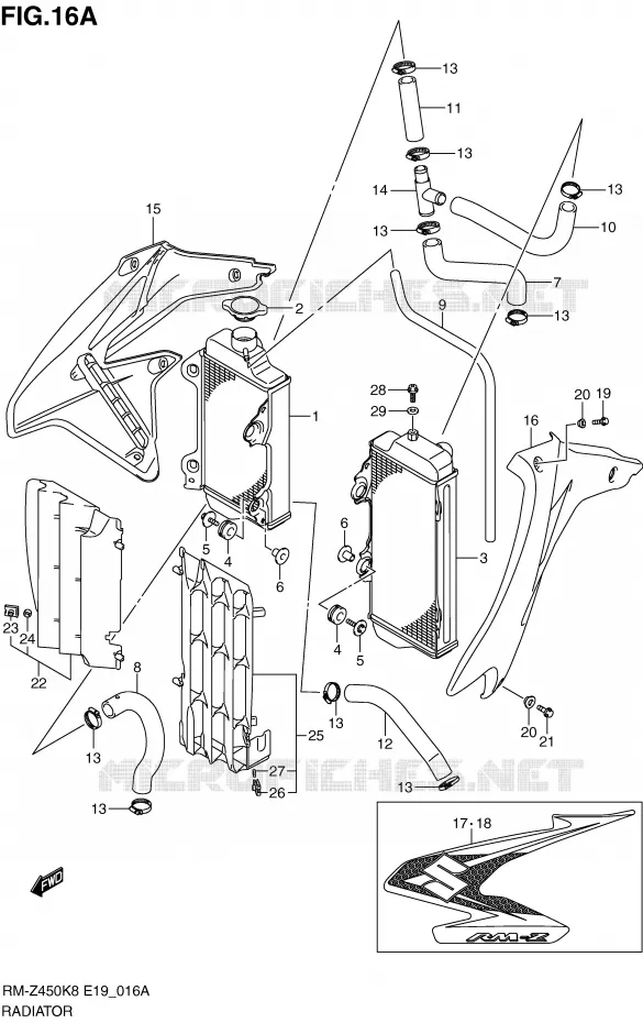 RADIATOR (RM-Z450L0) Suzuki MOTO 450 RM-Z 2012  RM-Z450L1(E19)