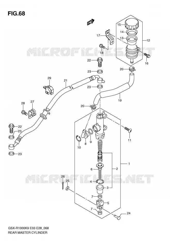 REAR BRAKE MASTER CYLINDER Suzuki MOTO 1000 GSX-R 2010  GSX-R1000L0(E3/E28)