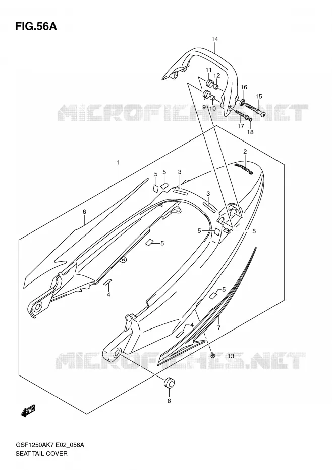 REAR FAIRING - SEAT COWL (GSF1250SAZK9) Suzuki MOTO 1250 BANDIT-S 2007  GSF1250SAK7(E2)