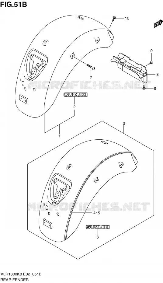 REAR FENDER (MODEL L0) Suzuki MOTO 1800 BOULEVARD 2008  VLR1800U2K8(E2)