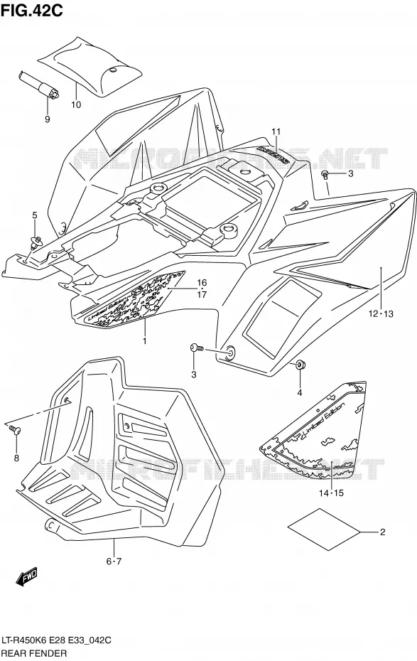REAR FENDER (MODEL L0) Suzuki QUAD 450 QUADRACER 2007  LT-R450K7(E28/E33)