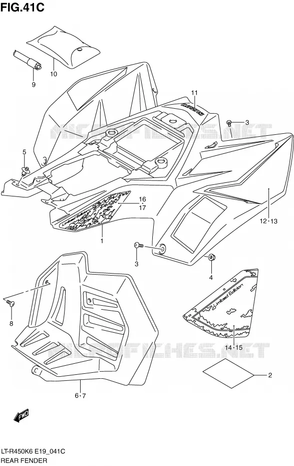 REAR FENDER (MODEL L0) Suzuki QUAD 450 QUADRACER 2009  LT-R450K9(E19)
