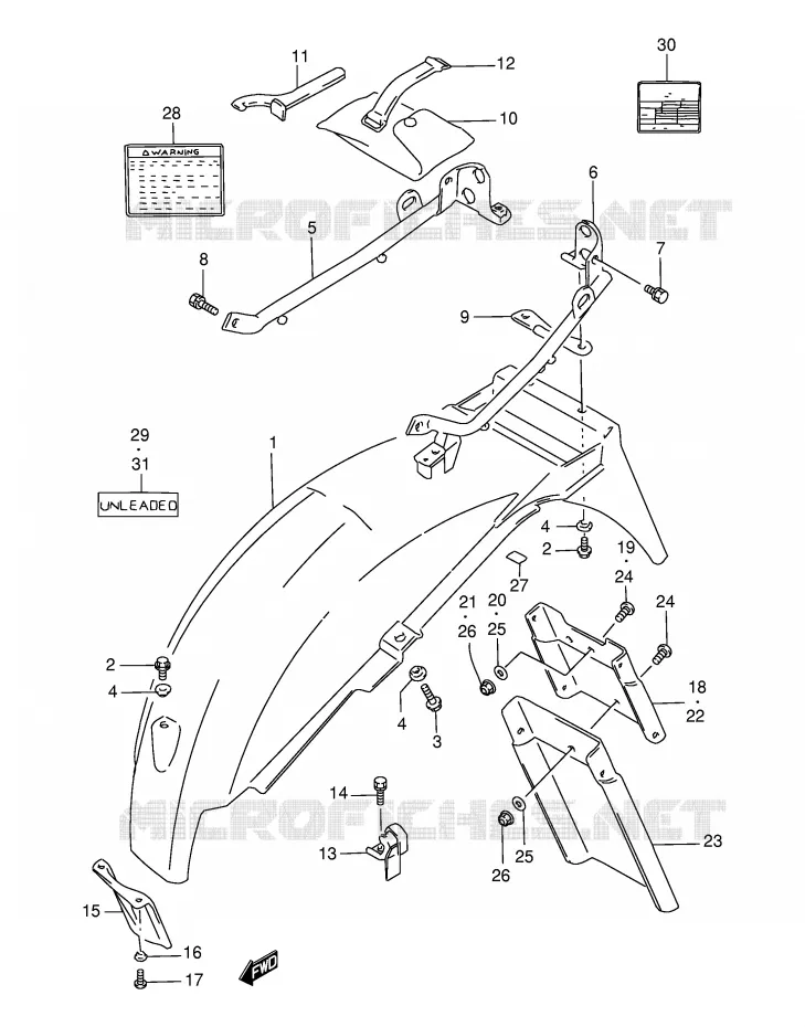 REAR FENDER (MODEL V/W/X) Suzuki MOTO 500 GS-E 1998  GS500EW(E2)