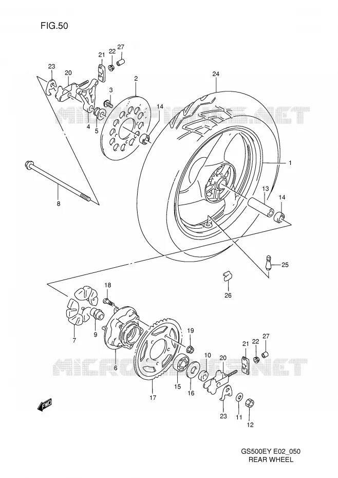 REAR WHEEL Suzuki MOTO 500 GS-E 2000  GS500EY(E2)