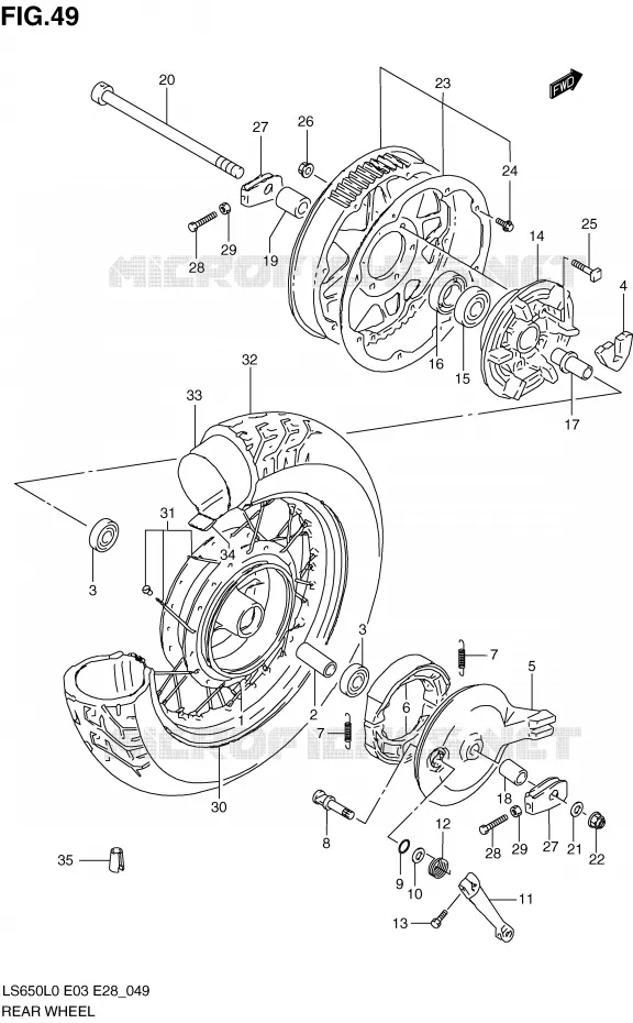 REAR WHEEL Suzuki MOTO 650 BOULEVARD 2010  LS650L0(E3/E28)