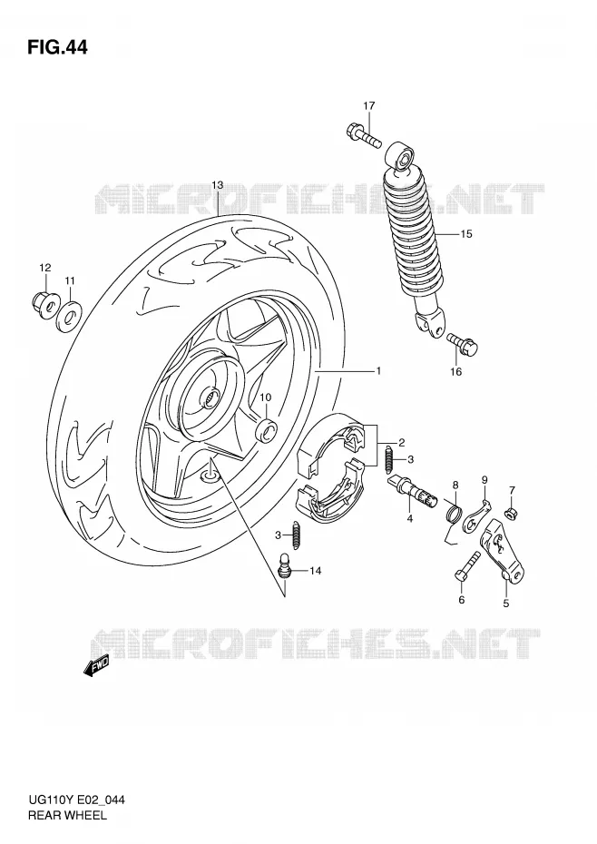 REAR WHEEL Suzuki SCOOTER 110 UG 2001  UG110K1(E2)