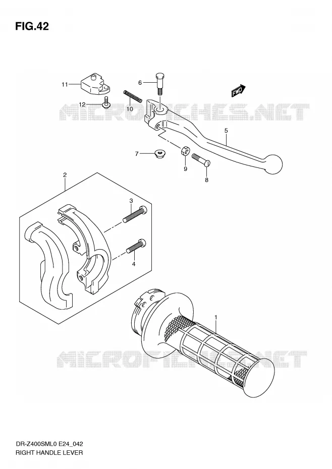 RIGHT LEVER - HANDGRIP Suzuki MOTO 400 DR-Z 2010  DR-Z400SML0(E24)