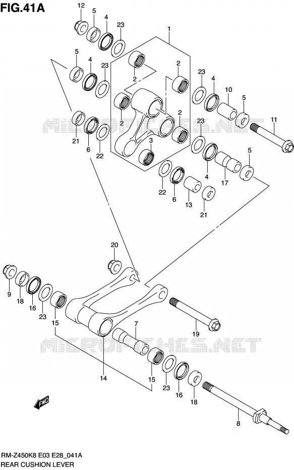 SHOCK ABSORBER LINKAGE (RM-Z450L0/L1) Suzuki MOTO 450 RM-Z 2008  RM-Z450K8(E3/E28)