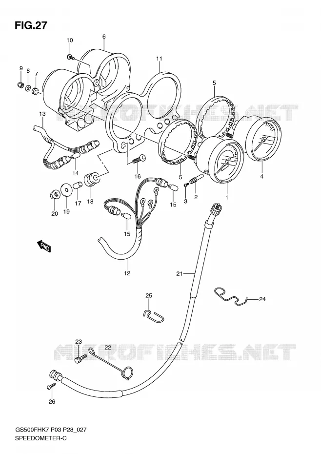 SPEEDOMETER (GS500FH P3, P28, P33, P95) Suzuki MOTO 500 GS-F 2010  GS500FHL0(P3)