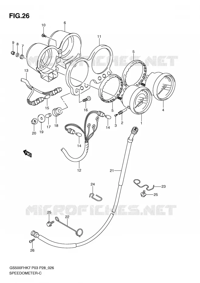 SPEEDOMETER (GS500H P28, P95) Suzuki MOTO 500 GS-F 2010  GS500FHL0(P3)