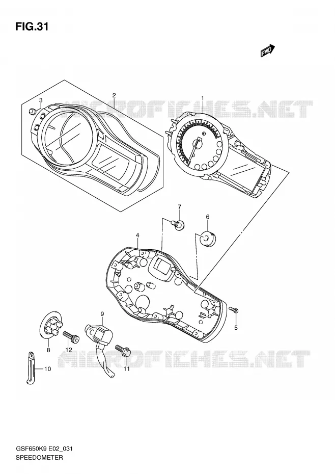SPEEDOMETER (GSF650SAK9/SUAK9/SAL0/SUAL0) Suzuki MOTO 650 BANDIT 2010  GSF650SUAL0(E2)