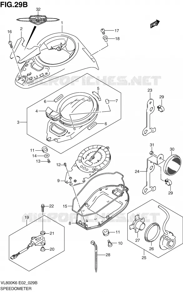 SPEEDOMETER (VL800CK7/CK8/CUEK8) Suzuki MOTO 800 VOLUSIA 2007  VL800UEK7(E2)