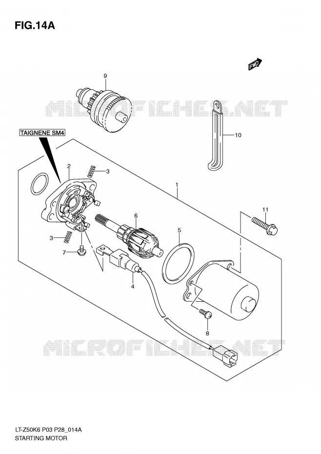 STARTER MOTOR (MODEL K8/K9/L0) Suzuki QUAD 50 QUADSPORT 2007  LT-Z50K7(P3/P28)