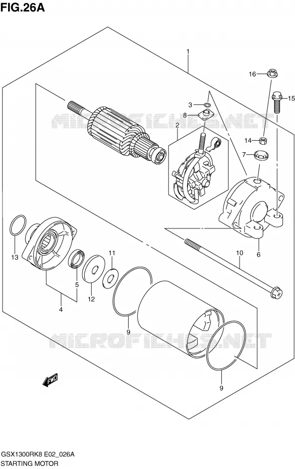 STARTER MOTOR (MODEL K9 E14,MODEL L0) Suzuki MOTO 1300 HAYABUSA 2010  GSX1300RL0(E2)