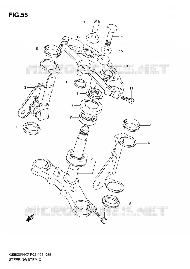 STEERING COLUMN (GS500H) Suzuki MOTO 500 GS-F 2010  GS500FHL0(P3)
