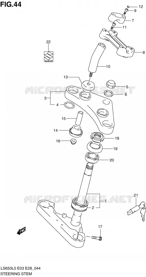 STEERING COLUMN Suzuki MOTO 650 BOULEVARD 2010  LS650L0(E3/E28)