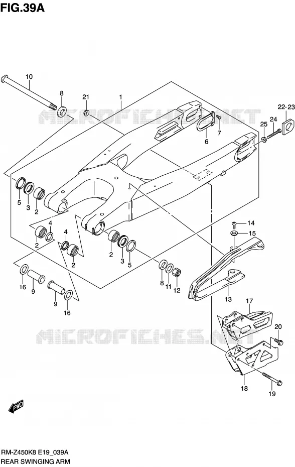 SWINGARM (RM-Z450L0) Suzuki MOTO 450 RM-Z 2008  RM-Z450K8(E19)