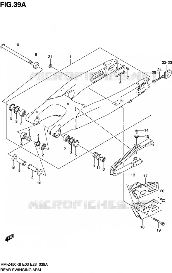 SWINGARM (RM-Z450L0) Suzuki MOTO 450 RM-Z 2009  RM-Z450K9(E3/E28)