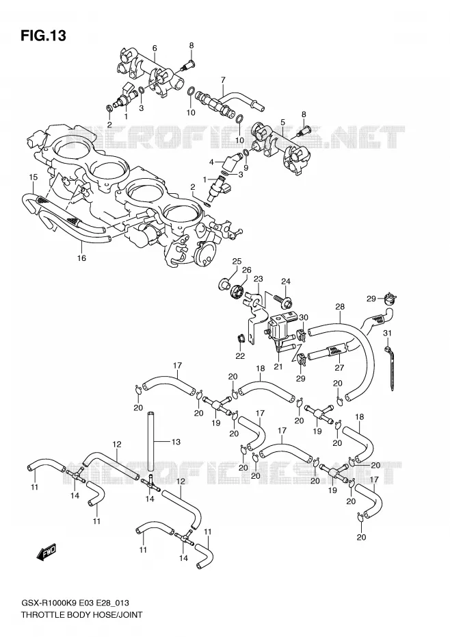 THROTTLE BODY HOSE/JOINT Suzuki MOTO 1000 GSX-R 2010  GSX-R1000L0(E3/E28)