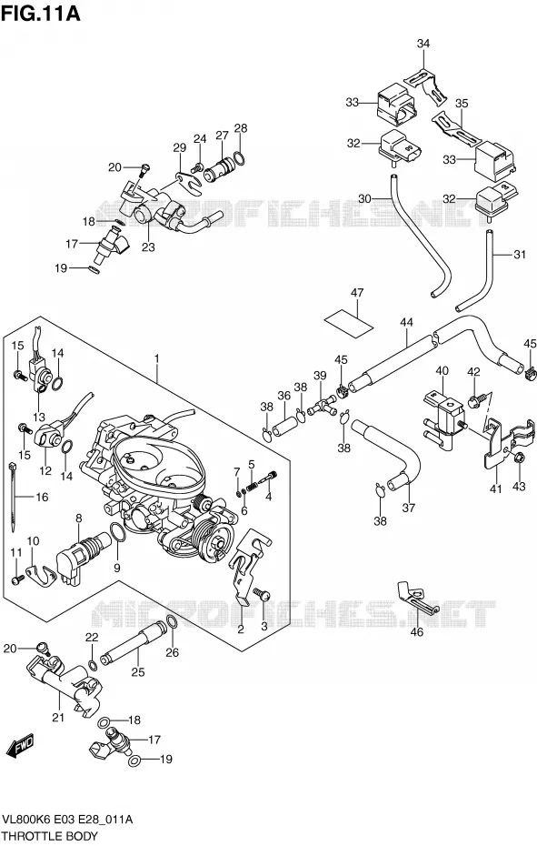 THROTTLE BODY (MODEL K9/L0) Suzuki MOTO 800 VOLUSIA 2007  VL800TK7(E3/E28)
