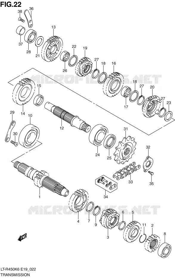 TRANSMISSION (MODEL K6/K7) Suzuki QUAD 450 QUADRACER 2009  LT-R450K9(E19)