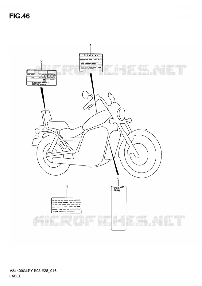 WARNING LABEL (MODEL T/V/W/X) Suzuki MOTO 1400 INTRUDER 2000  VS1400GLPY(E3/E28)