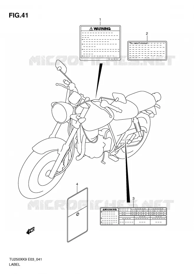 WARNING LABEL Suzuki MOTO 250 TU 2009  TU250XK9(E3)