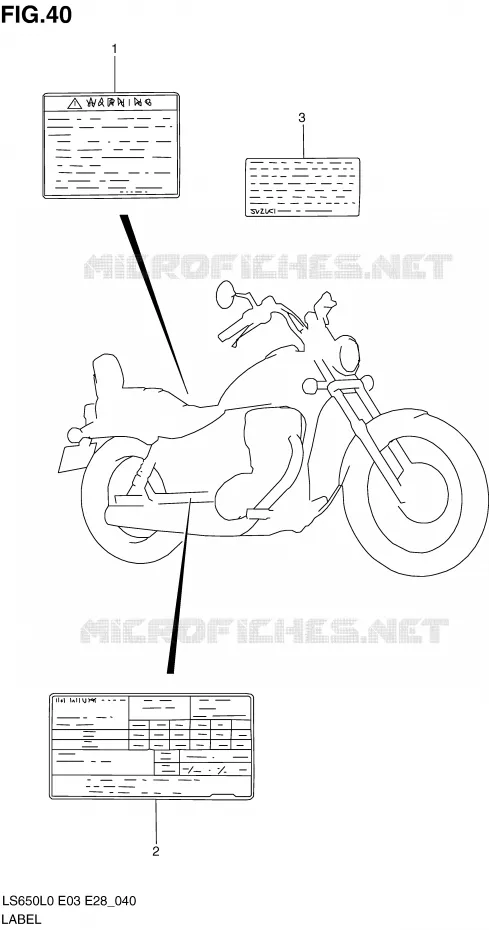 WARNING LABEL Suzuki MOTO 650 BOULEVARD 2010  LS650L0(E3/E28)