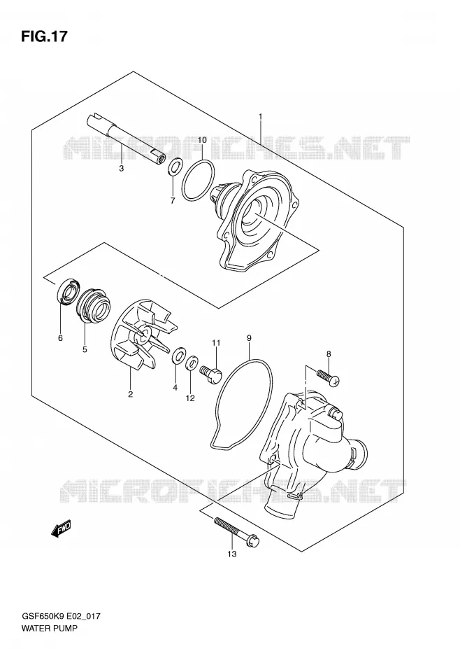 WATER PUMP Suzuki MOTO 650 BANDIT 2010  GSF650UAL0(E2)