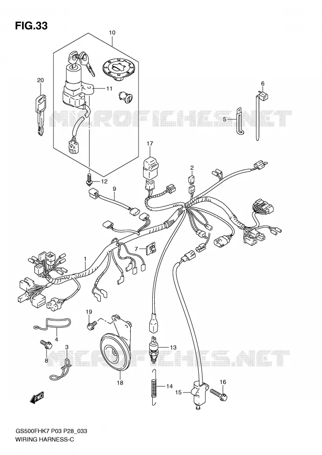 WIRING HARNESS (GS500H P28, P95) Suzuki MOTO 500 GS-F 2010  GS500FHL0(P3)
