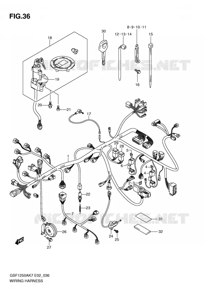 WIRING HARNESS (GSF1250AK7/AK8/AK9) Suzuki MOTO 1250 BANDIT-S 2007  GSF1250SAK7(E2)