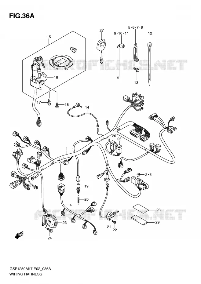 WIRING HARNESS (GSF1250K7/K8/K9) Suzuki MOTO 1250 BANDIT-S 2007  GSF1250SAK7(E2)