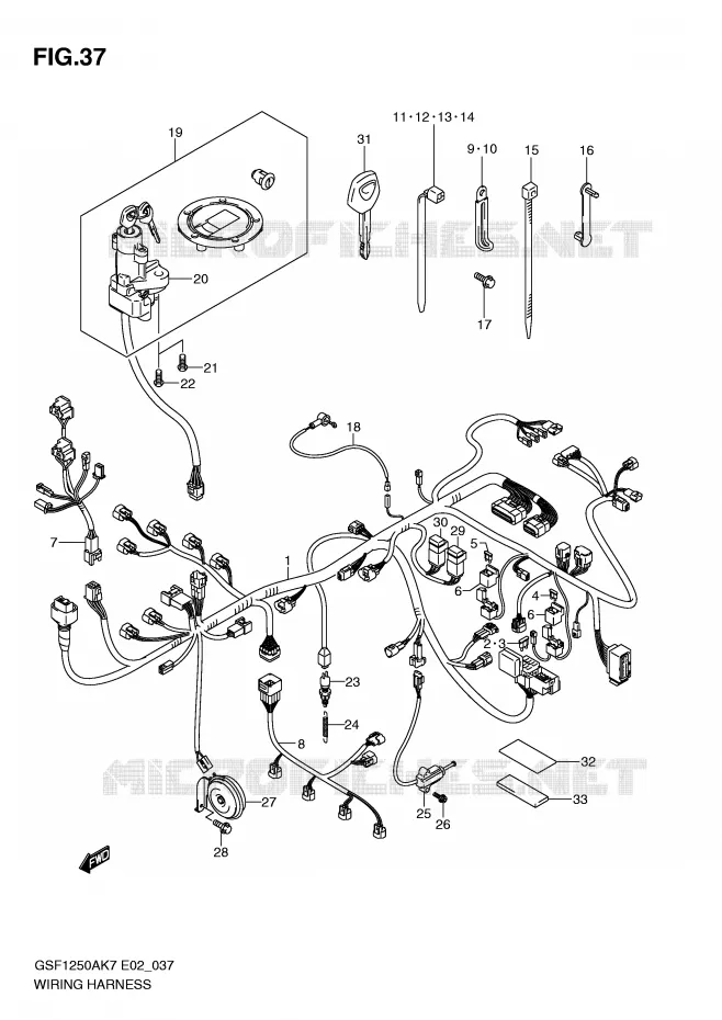 WIRING HARNESS (GSF1250SAK7/SAK8/SAK9/SAZK9/SAL0) Suzuki MOTO 1250 BANDIT-S 2008  GSF1250SAK8(E2)