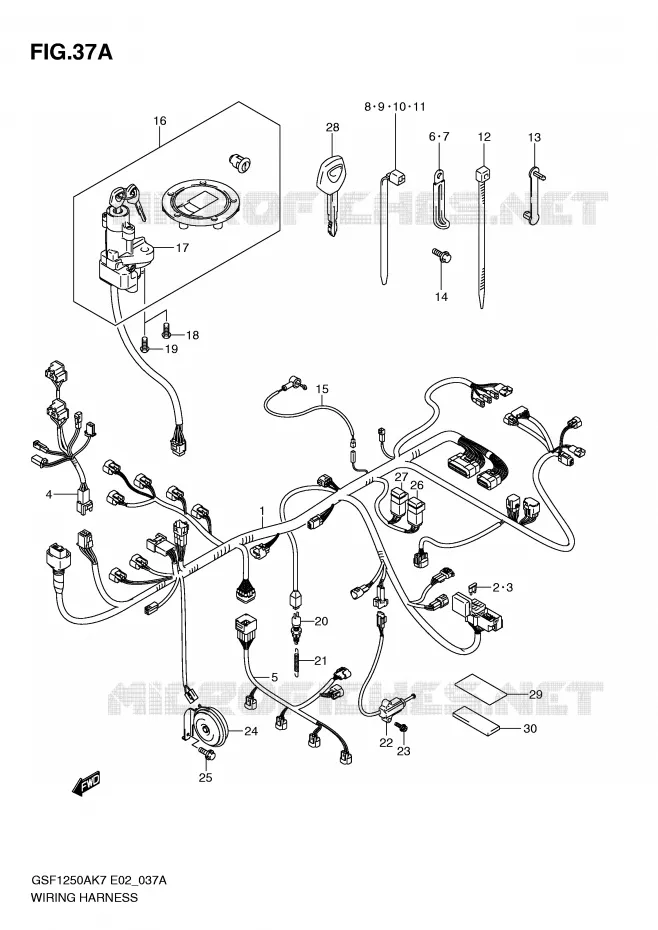 WIRING HARNESS (GSF1250SK7/SK8/SK9/SL0) Suzuki MOTO 1250 BANDIT-S 2008  GSF1250SAK8(E2)